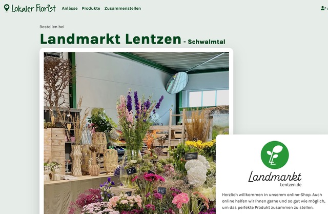 Screenshot Startseite Landmarkt Lentzen @ Lokaler Florist